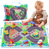 8-Pack Rubber Cartoon Cars for Toddlers with Play Mat