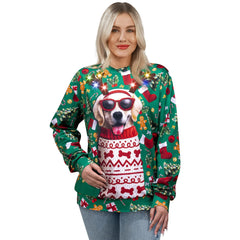 Unisex LED Light-Up Reindeer Puppy Christmas Sweatshirt