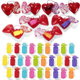 28-Piece Mini Heart Bubble Wands with Valentine's Day Cards for Kids Classroom Exchange Gifts