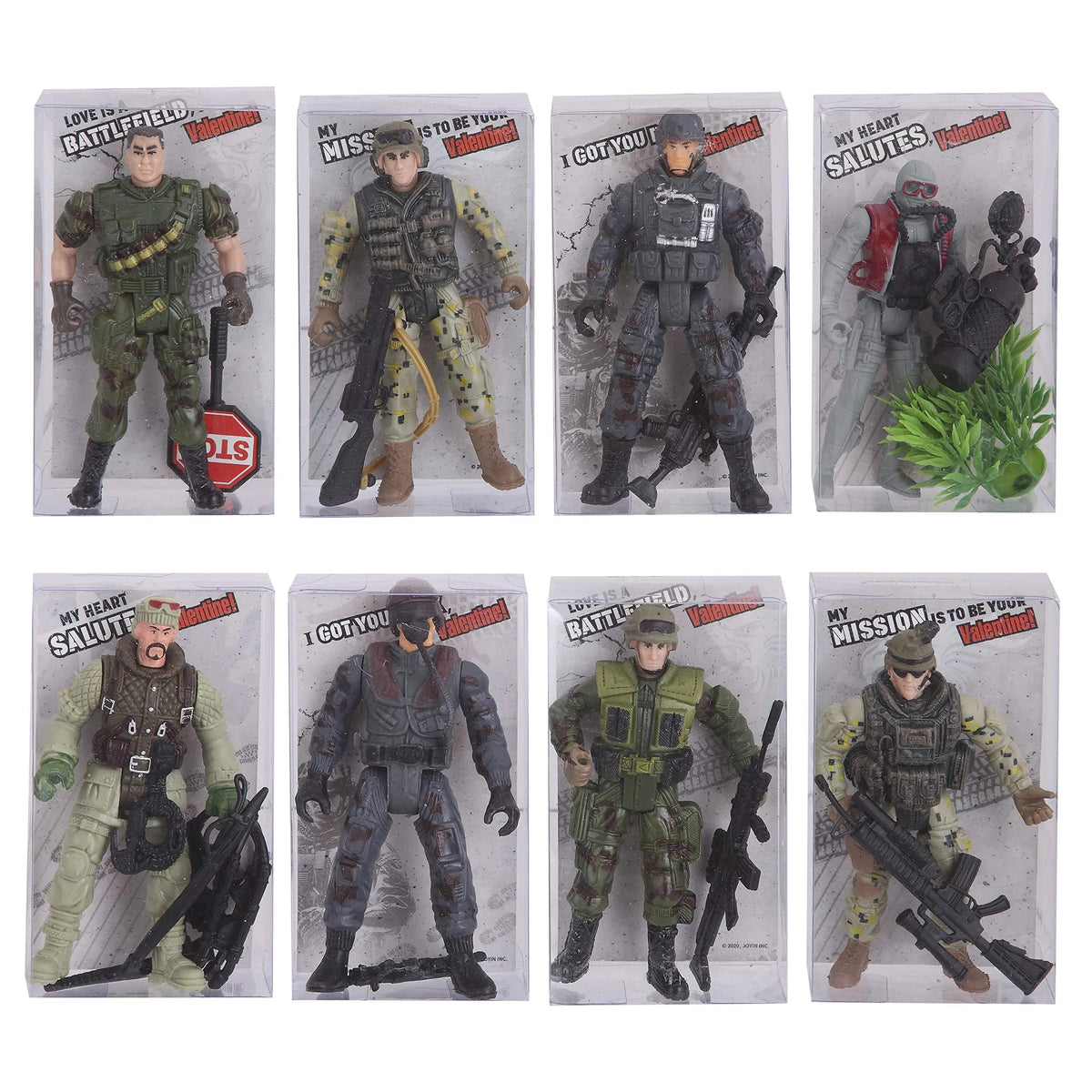 12Pcs Military Action Figure Valentines Cards for Kids Classroom Exchange Gifts