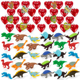 30 Dinosaur Erasers with Valentine's Day Cards for Kids Classroom Exchange Gifts
