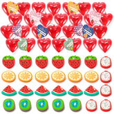 28-Piece Valentine's Fruit Eraser Set with Cards for Kids Classroom Exchange Gifts