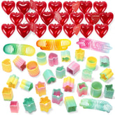 28-Piece Rainbow Spring Hearts Set with Valentine's Day Cards for Kids Classroom Exchange Gifts