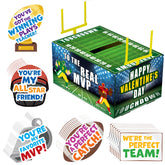 Valentine Boxes Football Classroom Mailbox with Cards for Kids - 4 Designs, 29 Pcs