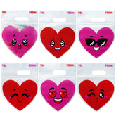 Valentine's Day Cellophane Gift Bags - 48 Pack Red Pink Heart Design Candy Treat Bags for Kids Party Favors, Classroom Exchange Prizes & Cookie Bags