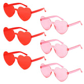 6-Pack Valentine's Day Heart-Shaped Rimless Sunglasses