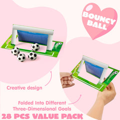 Valentine's Day Sports Party Favors for Kids - 28 Game Cards + 7 Mini Sports Ball Erasers (Football, Basketball, Soccer) | Class Prizes, Goodie Bag Stuffers