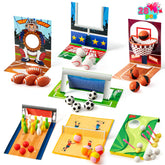 Valentine's Day Sports Party Favors for Kids - 28 Game Cards + 7 Mini Sports Ball Erasers (Football, Basketball, Soccer) | Class Prizes, Goodie Bag Stuffers