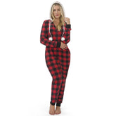Women's Red Plaid Flannel Pajama Set with Hooded Sherpa-Lined Jacket
