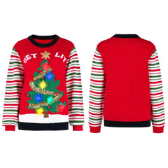Women's LED Light-Up 'Get Lit' Christmas Tree Ugly Christmas Sweater
