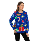 Women's LED Light-Up String Light Ugly Christmas Sweater