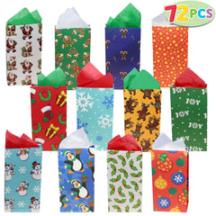 9.75-Inch Holiday Goody Bags (72-Pack)