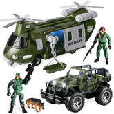 Friction Powered Helicopter and Military Truck Set