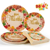 Thanksgiving Paper Plates & Napkins Set for 24 Guests