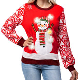 Adult Snowman Ugly Christmas Sweater with Light Up Bulbs