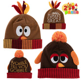 Thanksgiving Pom Pom Beanie Hats (Set of 2)