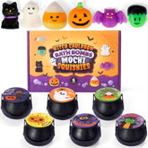 Halloween Witch Cauldron Bath Bombs (6 Pack) with Mochi Squishy
