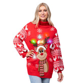 Adult Christmas Reindeer Long Sweater with Lights