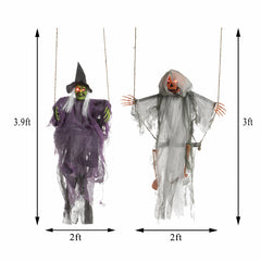 2-Pack Halloween Lighted Swinging Pumpkin & Witch