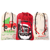 Christmas Canvas Burlap Gift Bags (3-Pack)