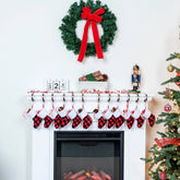 5-Inch Red and Black Buffalo Plaid Christmas Stockings, 12-Pack