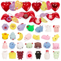 28-Pack Mochi Squishy Toys with Valentine's Day Cards for Kids