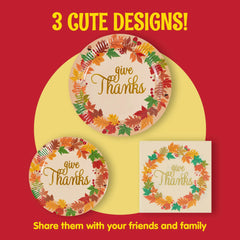 Thanksgiving Paper Plates & Napkins Set for 24 Guests