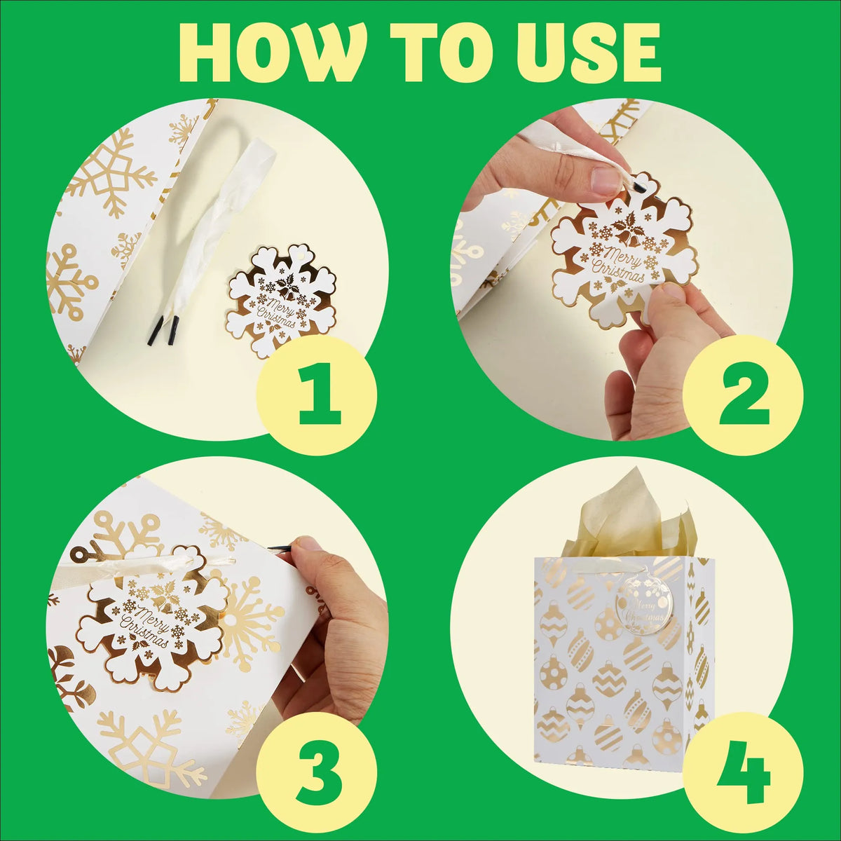 24-Pack Gold Foil Christmas Gift Bags