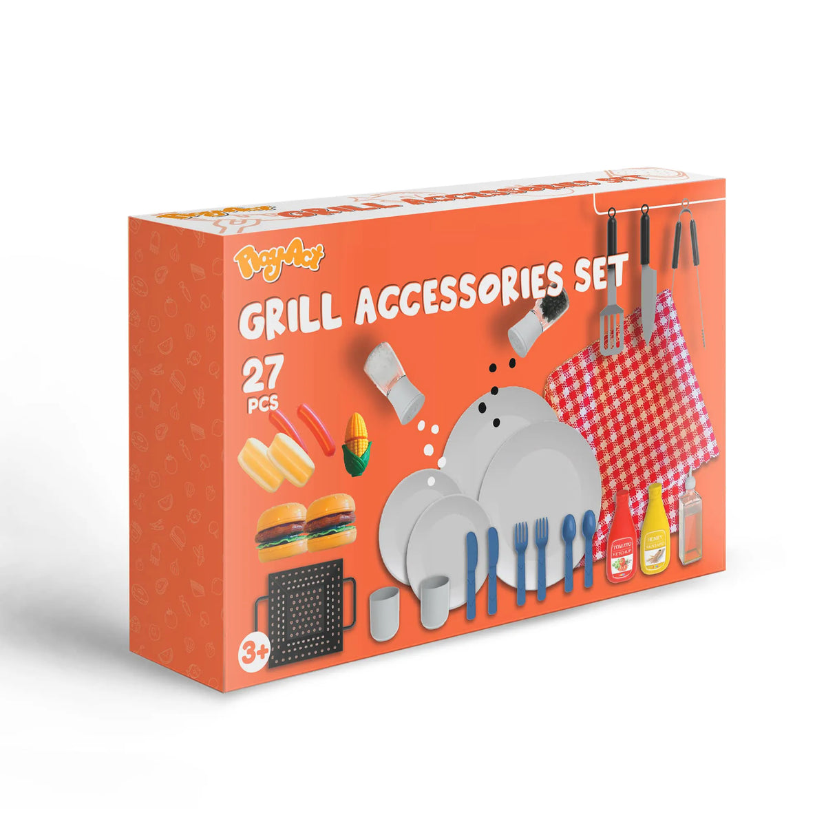 PLAY-ACT Barbecue Food & Accessories Toy Set, 27 Pieces