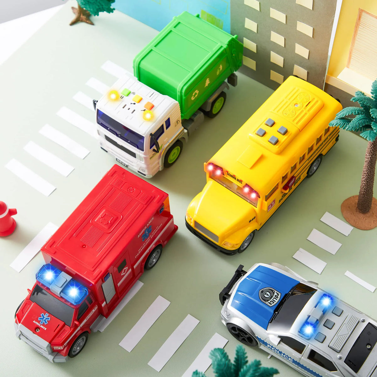 Friction Powered City Vehicle Toy Set