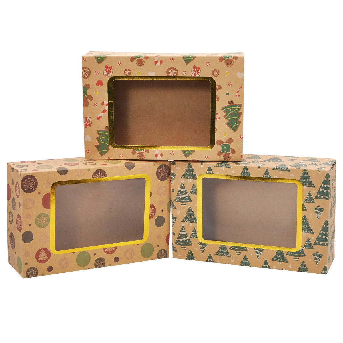 Christmas Foil Cookie Kraft Pattern Gift Box (24 Pcs)