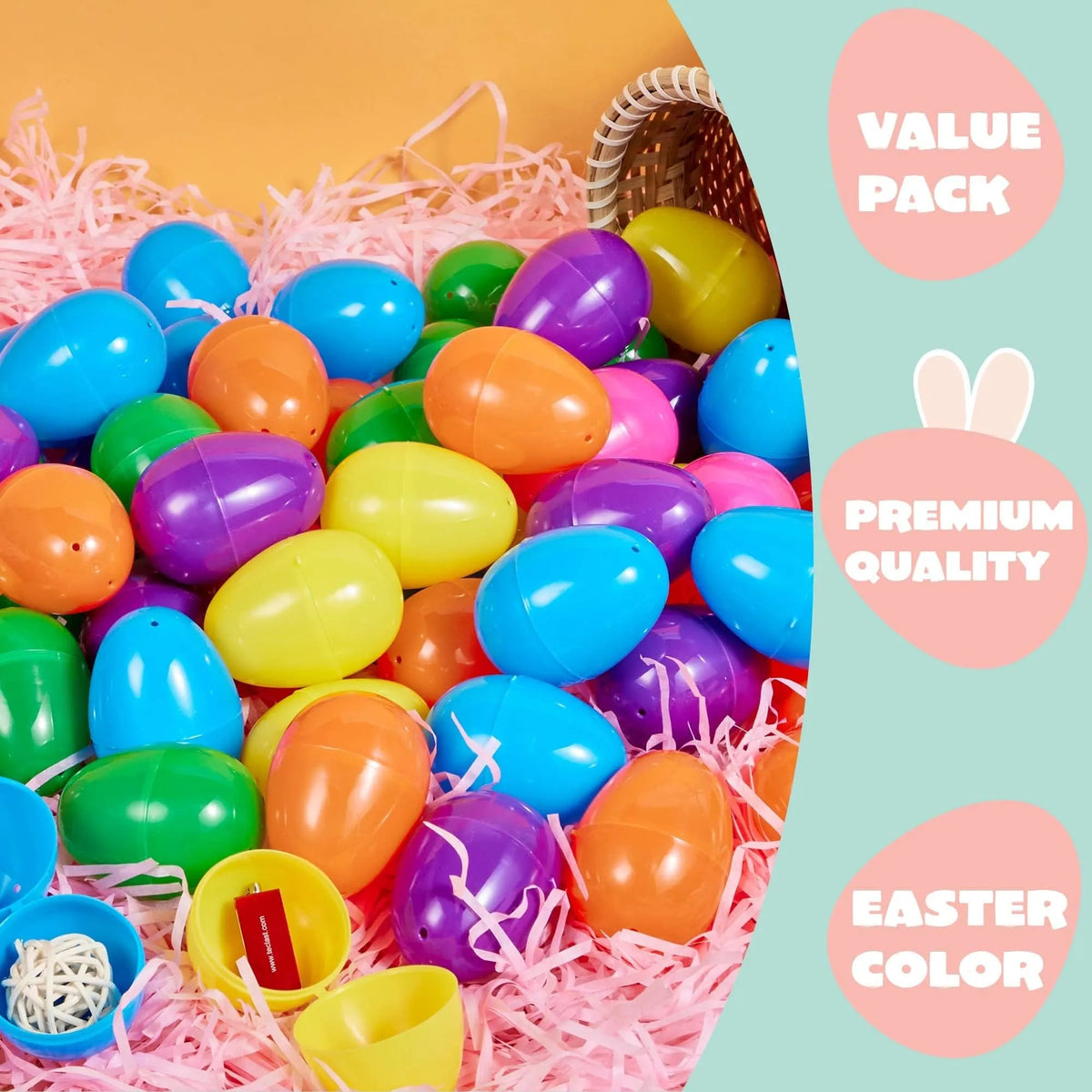 1000 Pack 2.3 Inch Plastic Easter Egg Shells for Egg Hunt