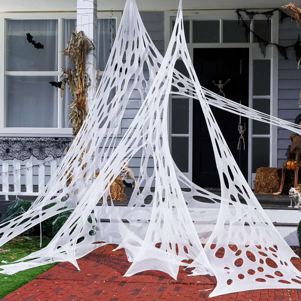 1000ft Halloween Giant Spider Web Decoration - Cut Your Own Stretchy Spider Netting