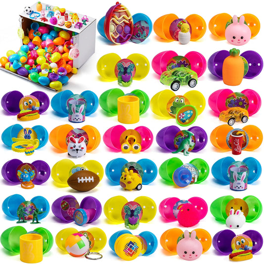 100-Pack Assorted Toys & Stickers Prefilled Easter Eggs (2.4in)