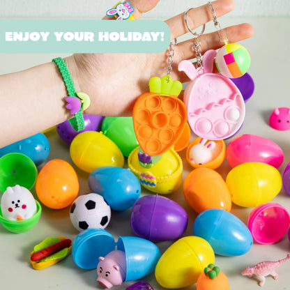 100-Pack Assorted Toys & Stickers Prefilled Easter Eggs (2.4in)