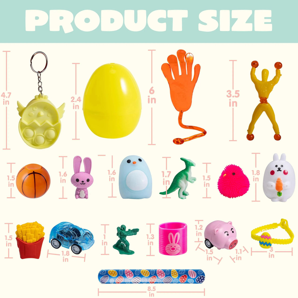 100-Pack Assorted Toys & Stickers Prefilled Easter Eggs (2.4in)