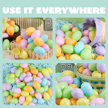 100 Pastel Plastic Easter Eggs, Fillable for Easter Egg Hunts & Party Favors