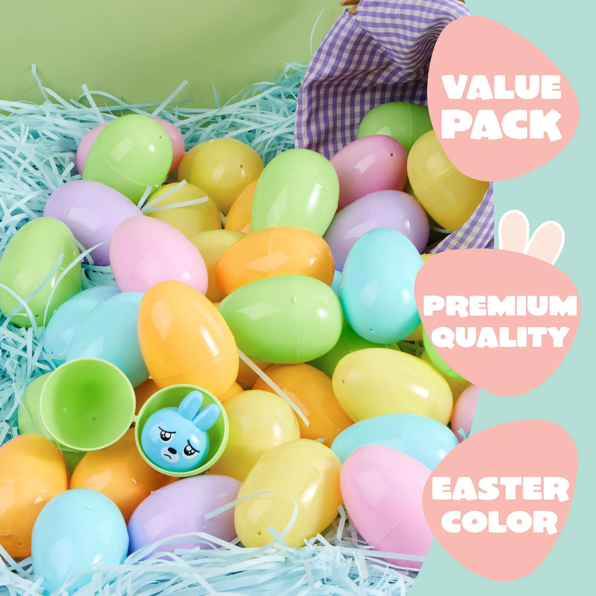 100 Pastel Plastic Easter Eggs, Fillable for Easter Egg Hunts & Party Favors