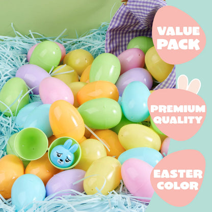 100 Pastel Plastic Easter Eggs, Fillable for Easter Egg Hunts & Party Favors