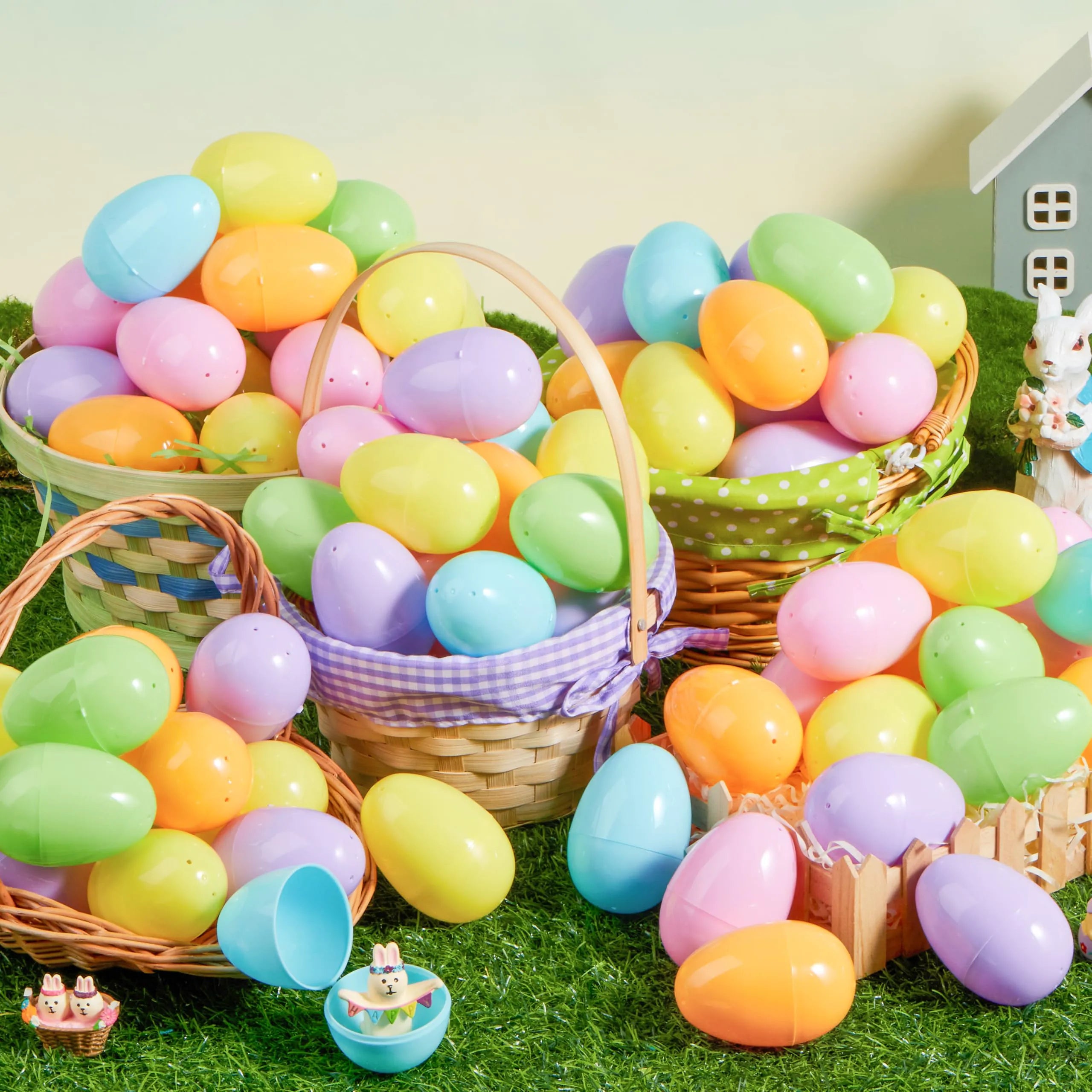 100 Pastel Plastic Easter Eggs, Fillable for Easter Egg Hunts & Party Favors