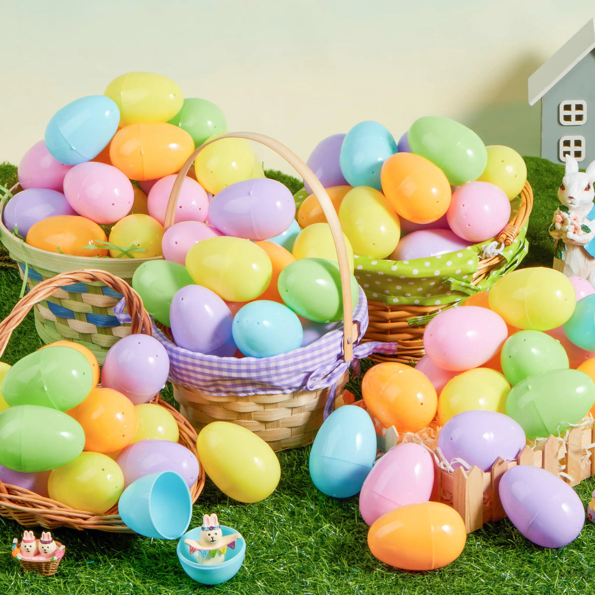 100 Pastel Plastic Easter Eggs, Fillable for Easter Egg Hunts & Party Favors