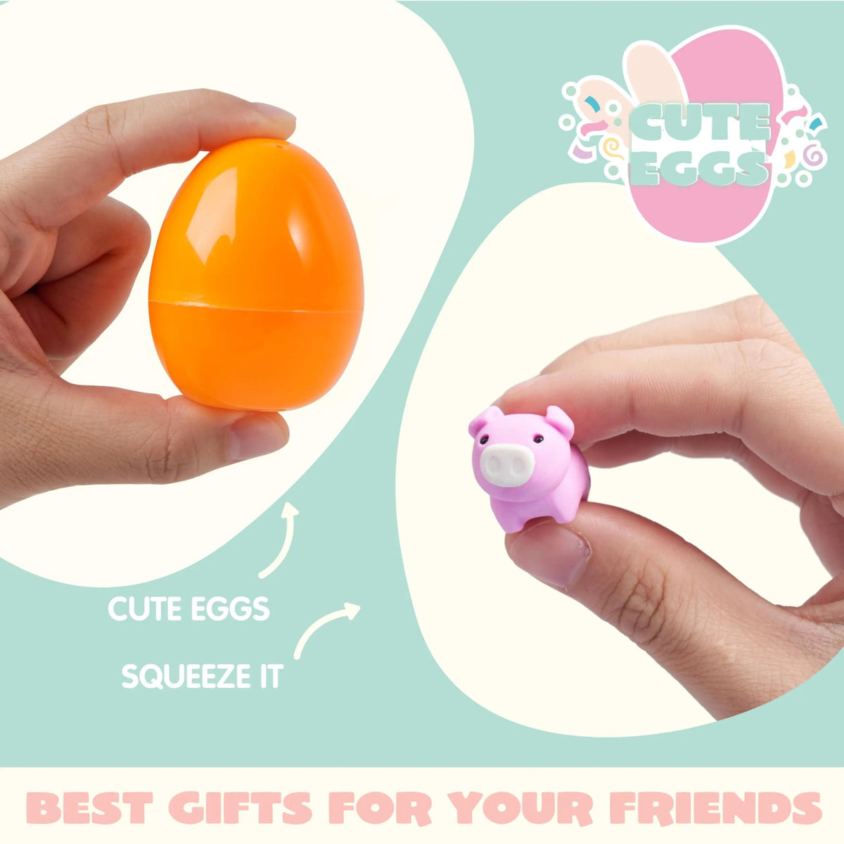 100 Prefilled Easter Eggs with Assorted Toys and Stickers Inside for Easter Egg Hunt
