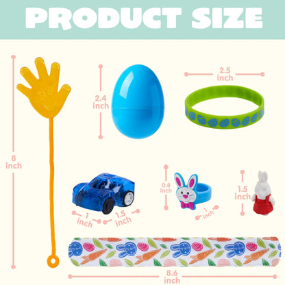 100 Prefilled Easter Eggs with Assorted Toys and Stickers Inside for Easter Egg Hunt