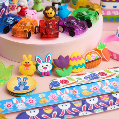100 Prefilled Easter Eggs with Assorted Toys and Stickers Inside for Easter Egg Hunt
