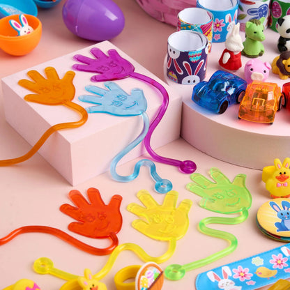 100 Prefilled Easter Eggs with Assorted Toys and Stickers Inside for Easter Egg Hunt