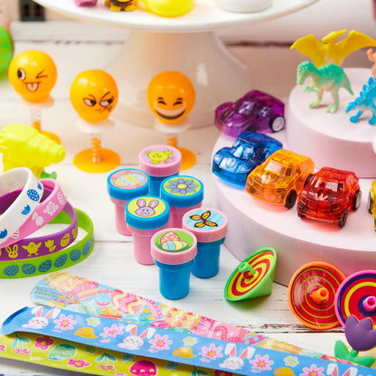 100 Prefilled Printed Easter Eggs with Toys and Stickers Inside - Perfect for Egg Hunts