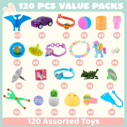 100 Prefilled Easter Eggs with Toys and Stickers (2.5 inches)