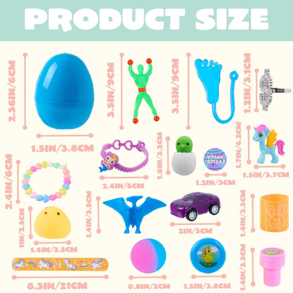 100 Prefilled Easter Eggs with Toys and Stickers (2.5 inches)