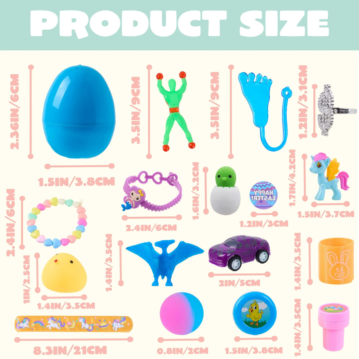 100 Prefilled Easter Eggs with Toys and Stickers (2.5 inches)