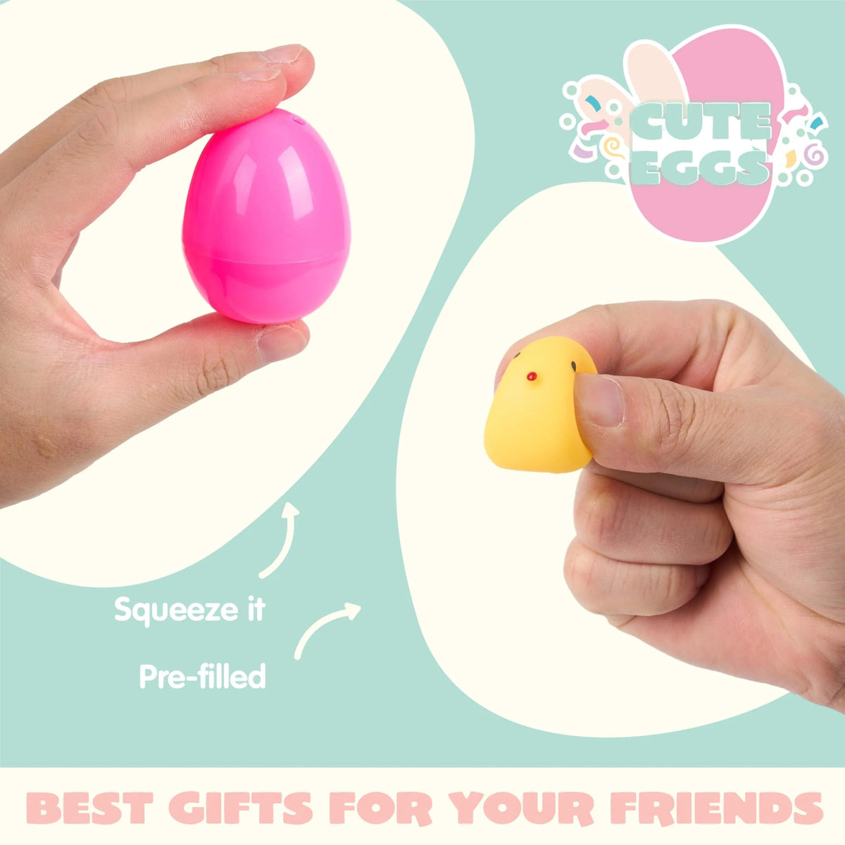 100 Prefilled Easter Eggs with Toys and Stickers (2.5 inches)